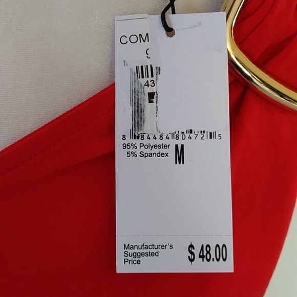 NEW Tahari Buckle Scrunch V Neck Top M Red - Picture 7 of 13